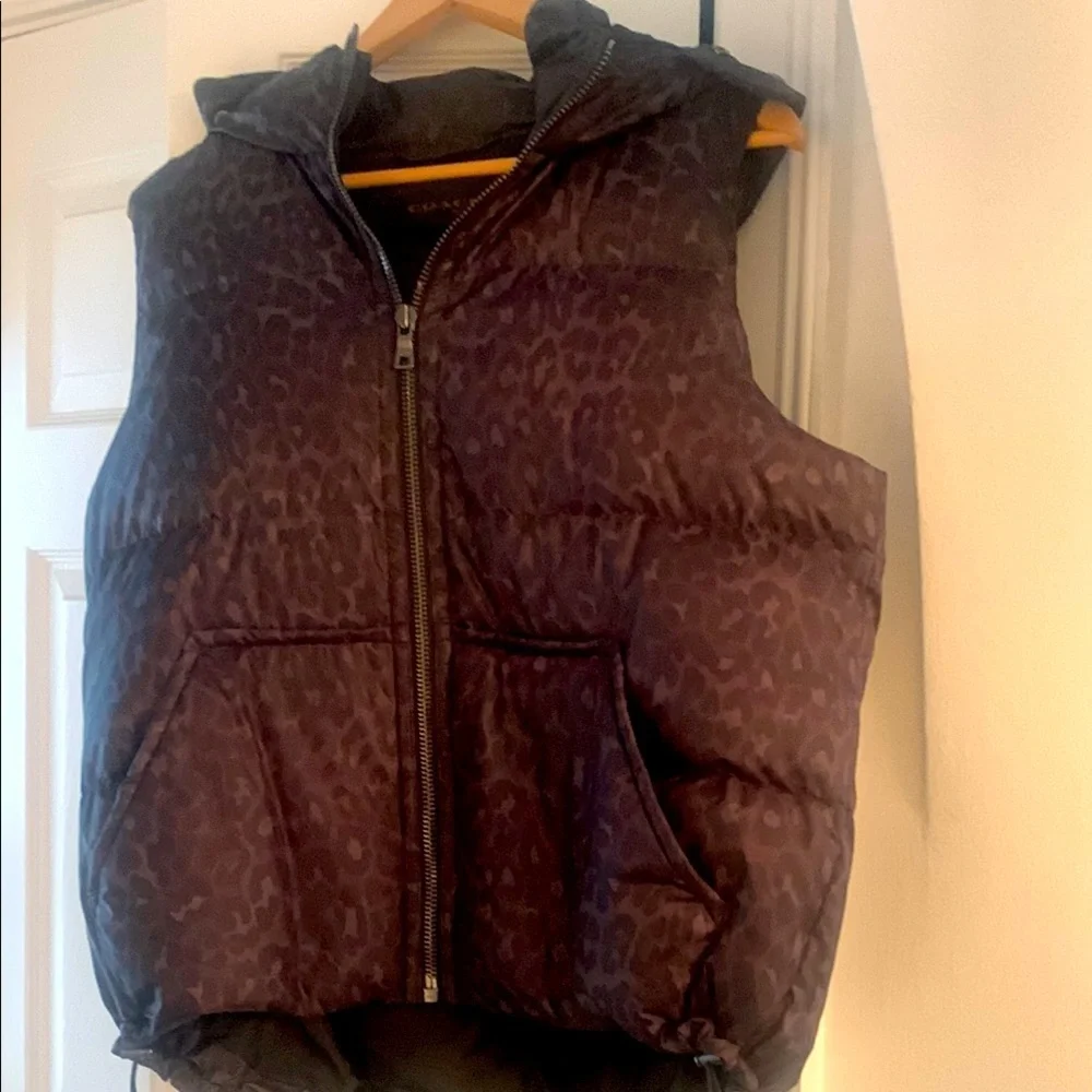 EUC Coach Animal Print 70 % Duck Down Puffer Vest  Medium ( can fit large )